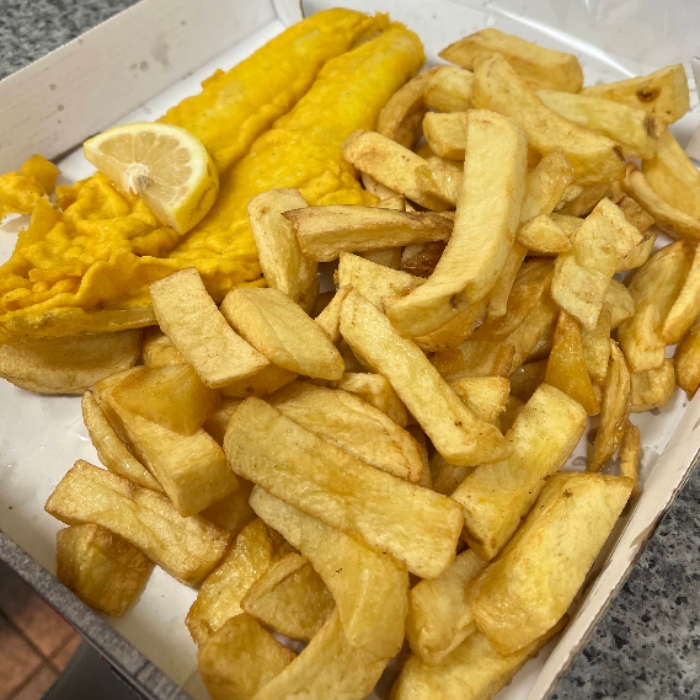  Crispy Fish & Chips Served at Pablo's Fish Bar in Armadale 